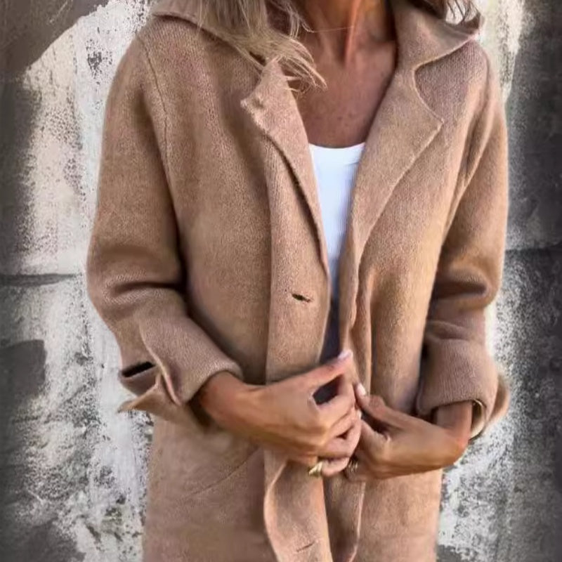 Elegant mjuk lång jacka kappa för kvinnor