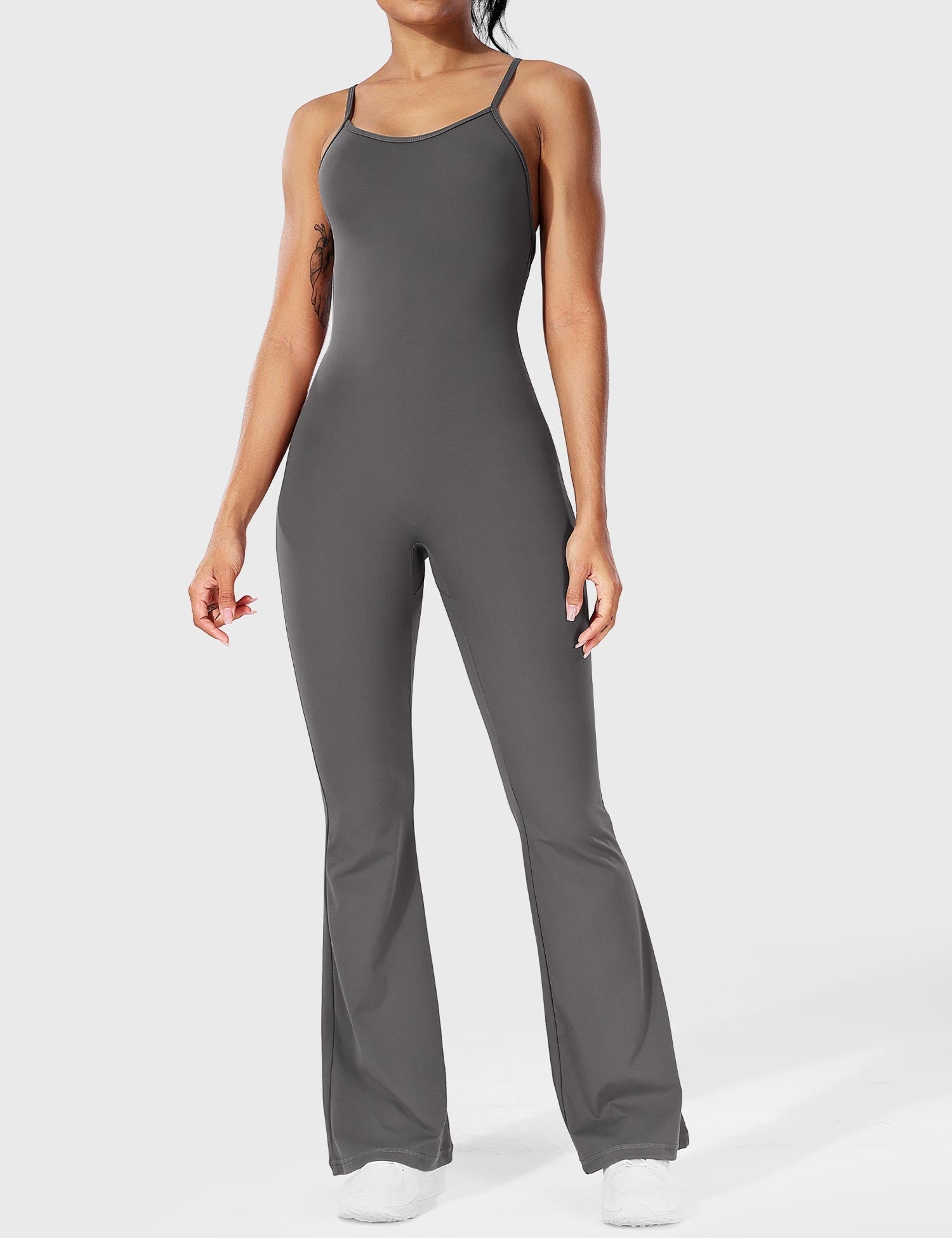 Ärmlös korsryggslös bodycon jumpsuit för kvinnor