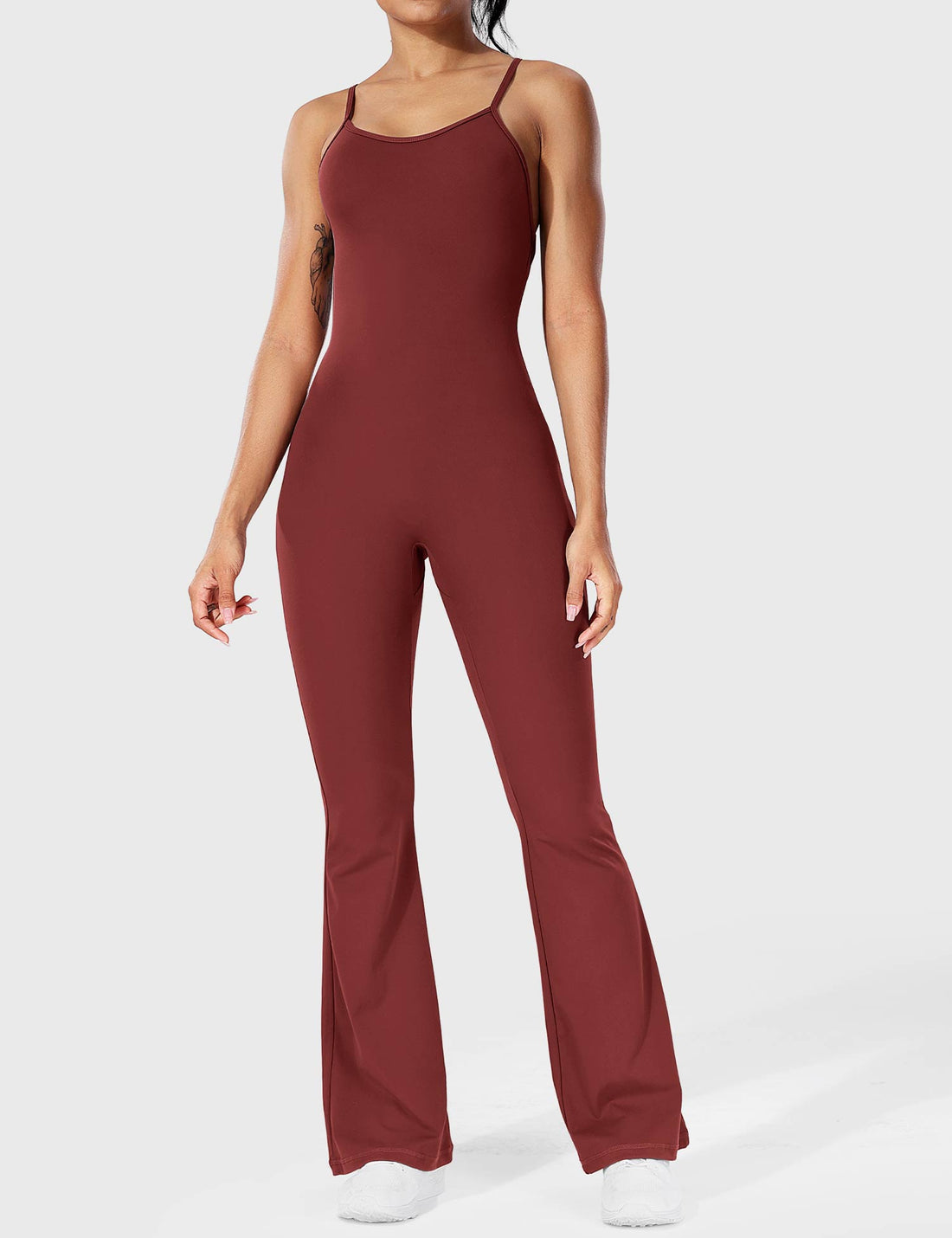 Ärmlös korsryggslös bodycon jumpsuit för kvinnor