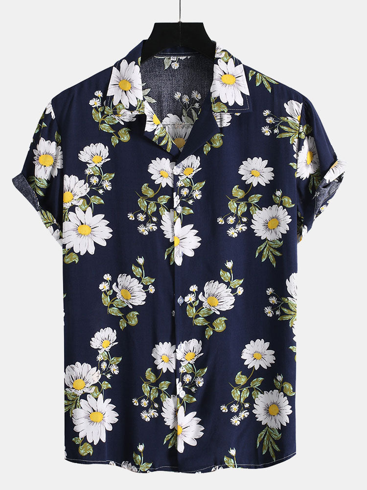 Sunflower Print Revere Shirt