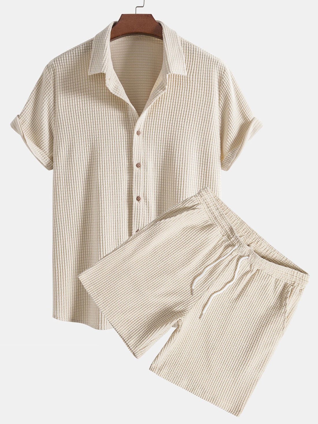 Waffle Button Up Shirt &amp; Shorts