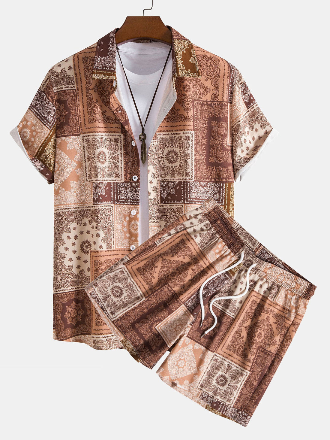 Paisley Patchwork Print Shirt &amp; Shorts
