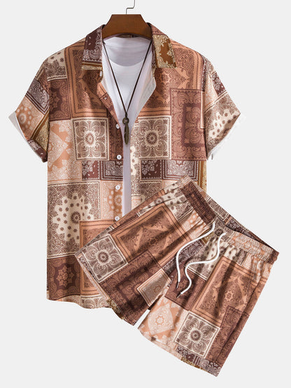 Paisley Patchwork Print Shirt &amp; Shorts