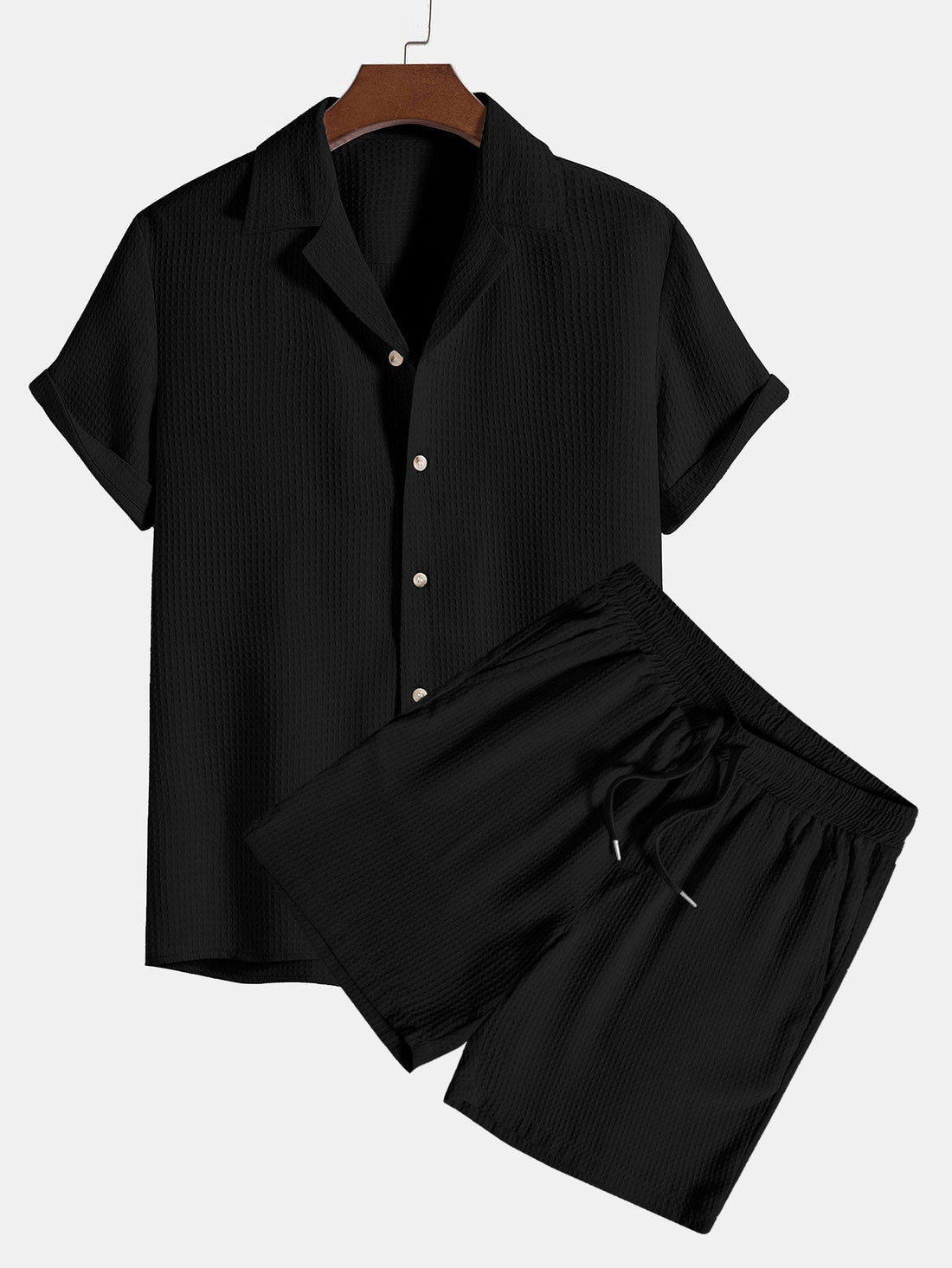 Waffle Revere Collar Shirt &amp; Shorts