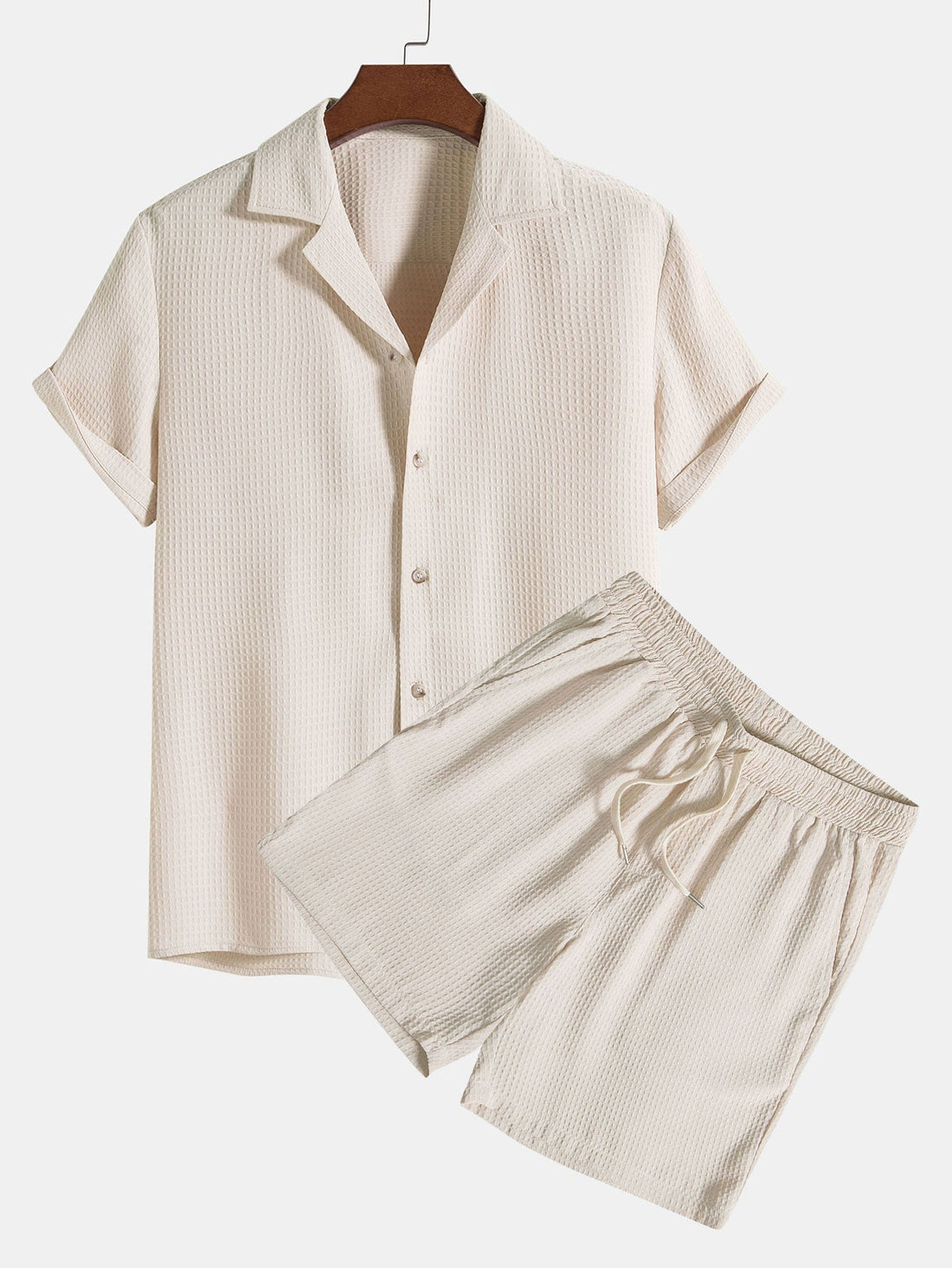 Waffle Revere Collar Shirt &amp; Shorts