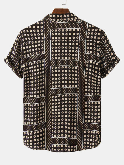Polka Dot Floral Print Button Up Shirt