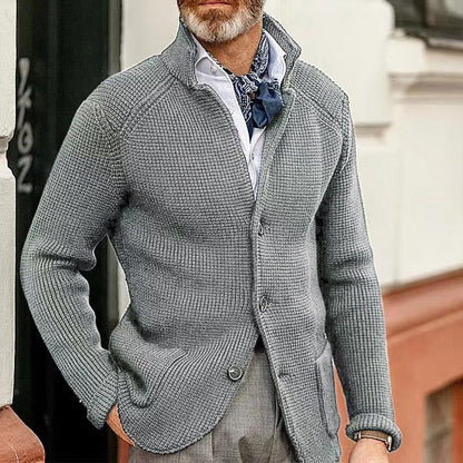 Stickad blazer med krage för män