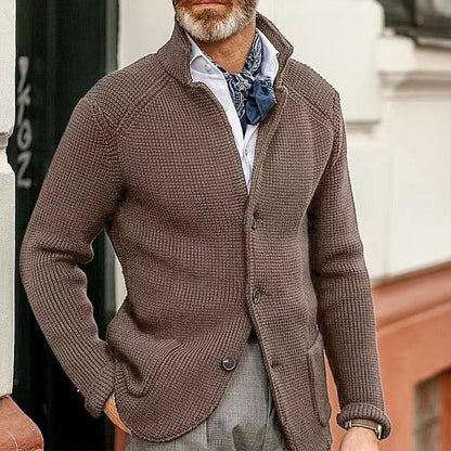 Stickad blazer med krage för män