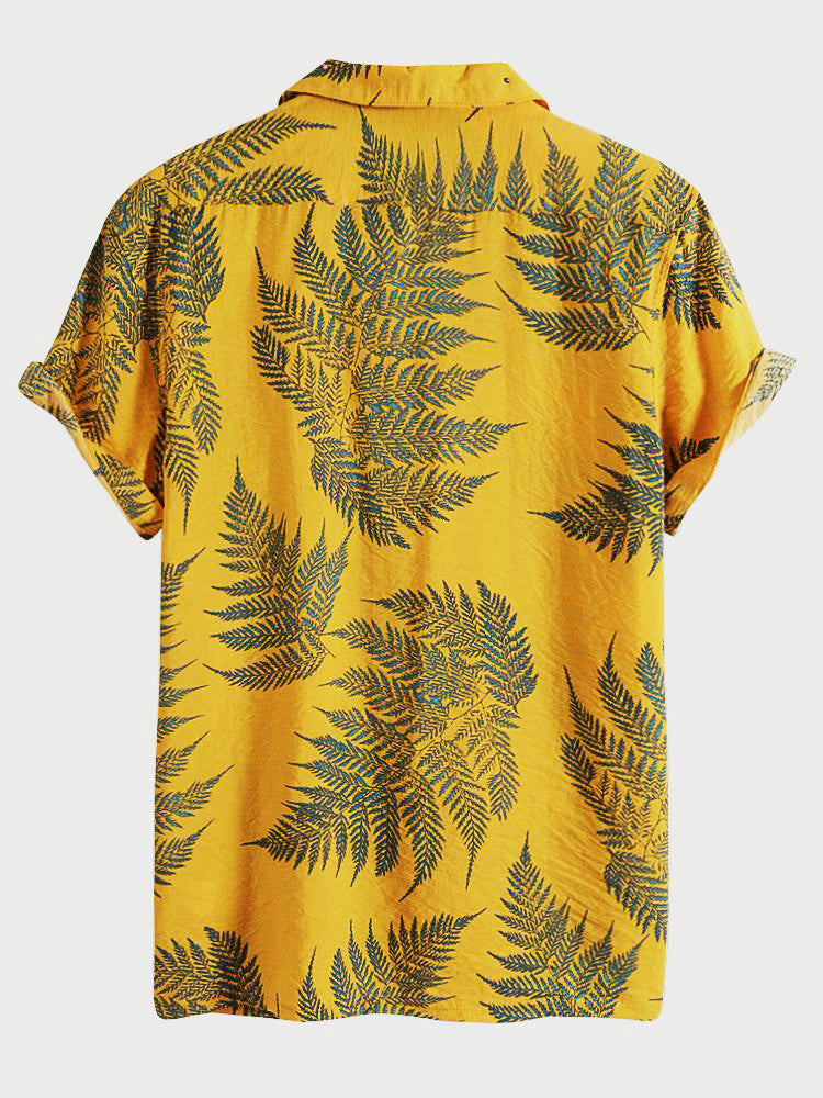 Tropical Plants Print Shirts &amp; Swim Shorts