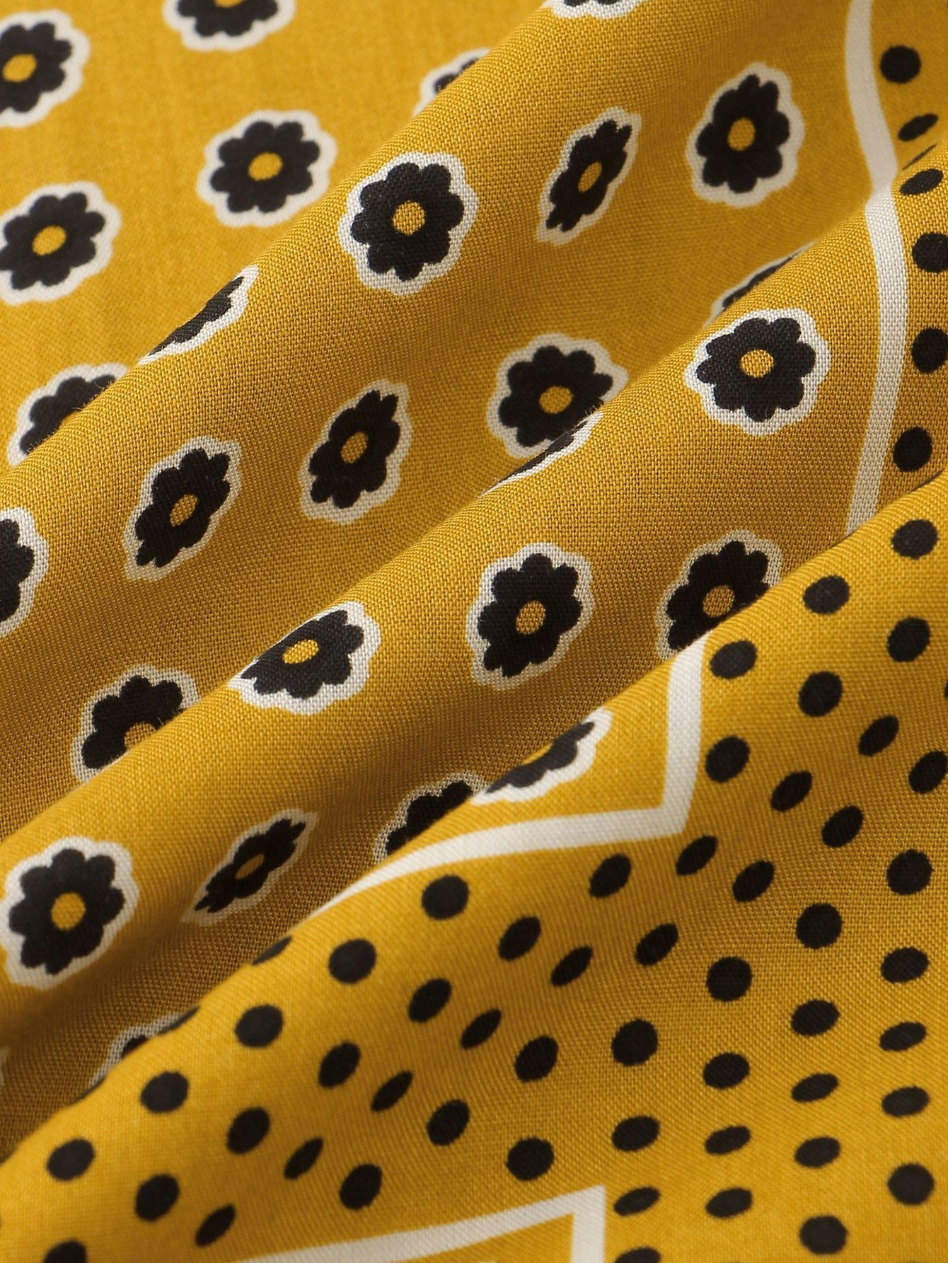Polka Dot Floral Print Button Up Shirt