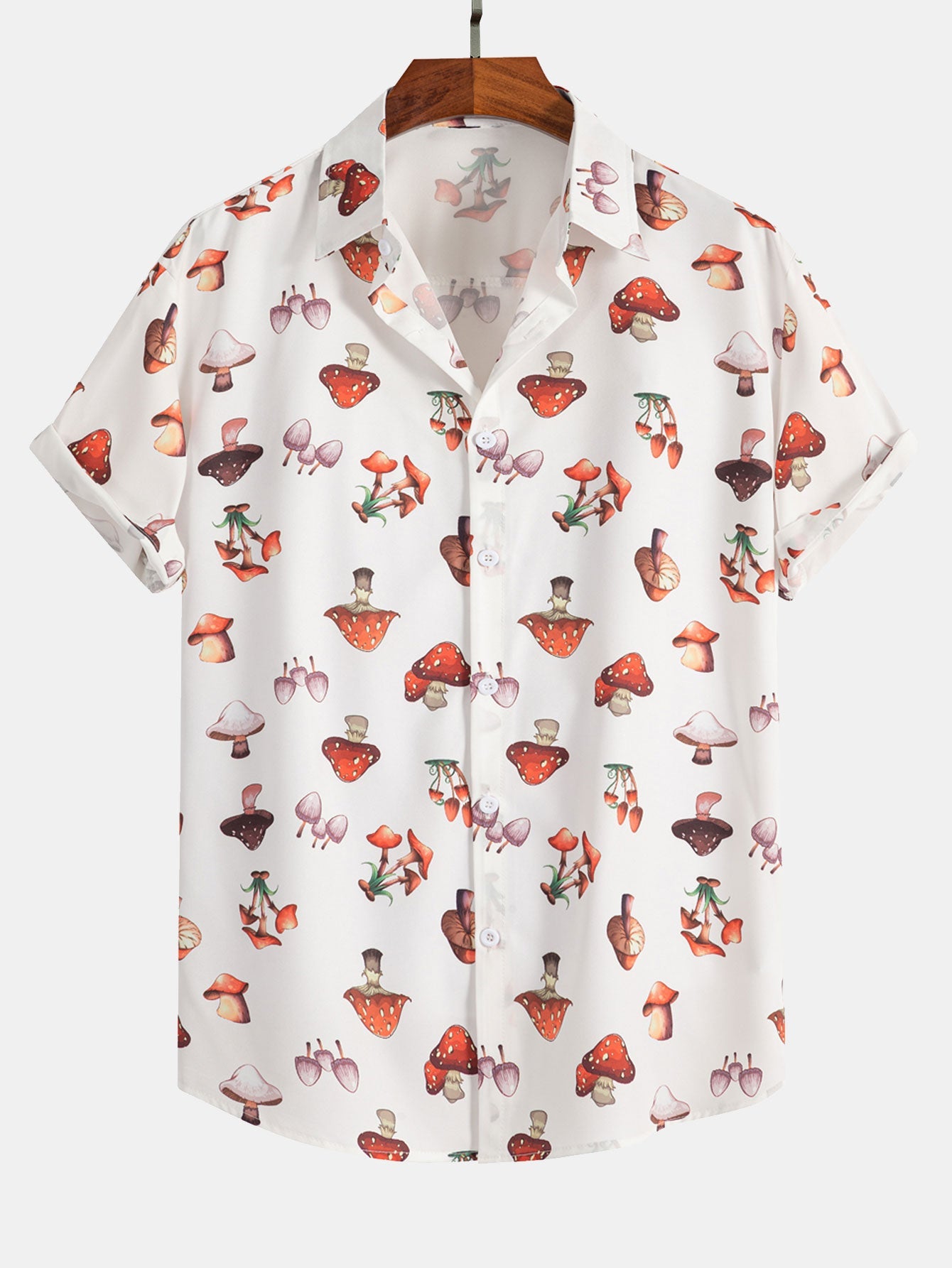 Mushroom Print Button Up Shirt