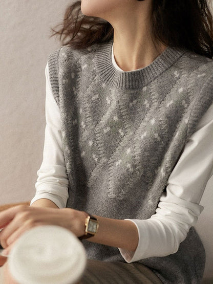 Pullover med stickad väst