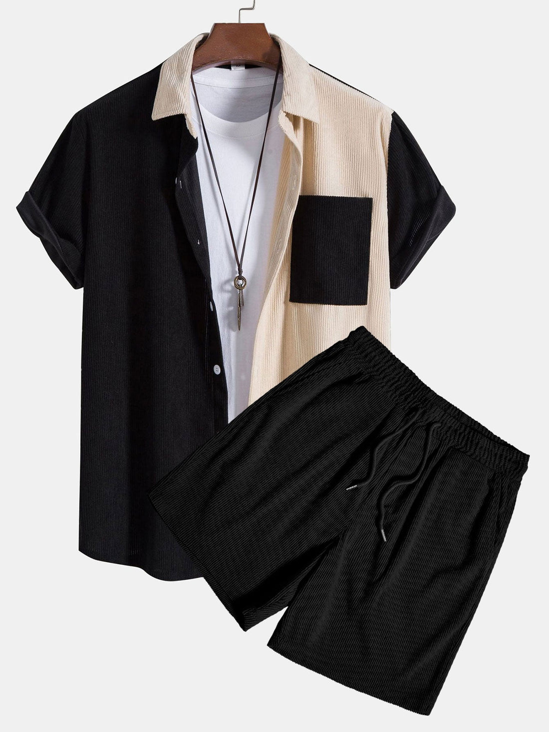 Two Tone Corduroy Shirt &amp; Corduroy Shorts