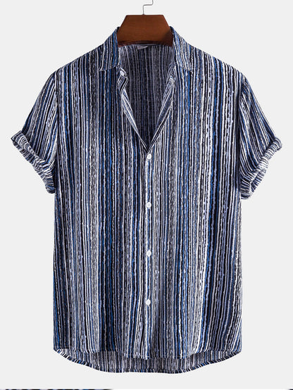 Wavy Print Button Up Shirt