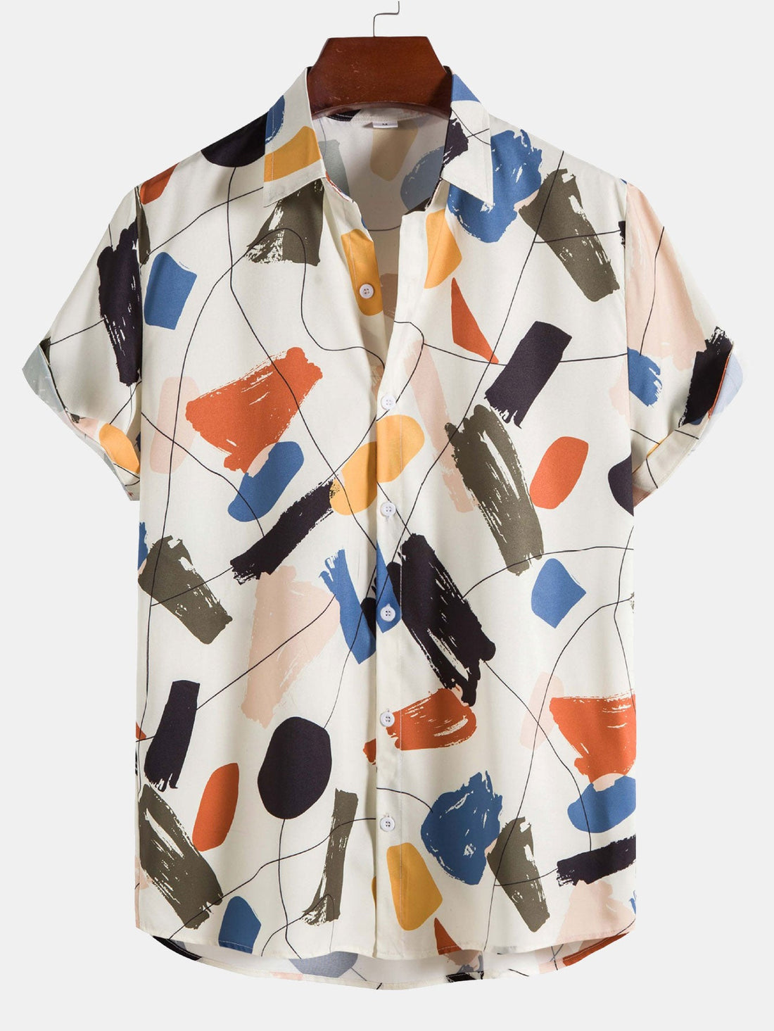 Hand Drawn Color Blocks Print Shirt