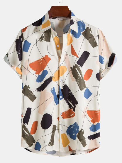 Hand Drawn Color Blocks Print Shirt