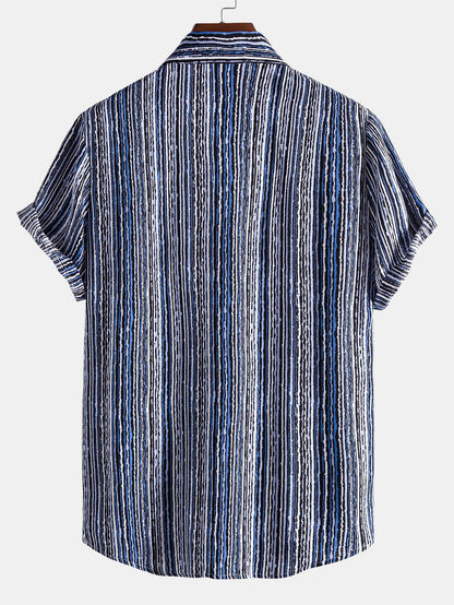 Wavy Print Button Up Shirt