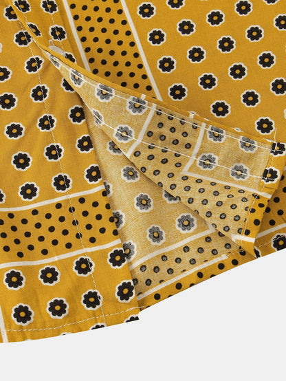 Polka Dot Floral Print Button Up Shirt