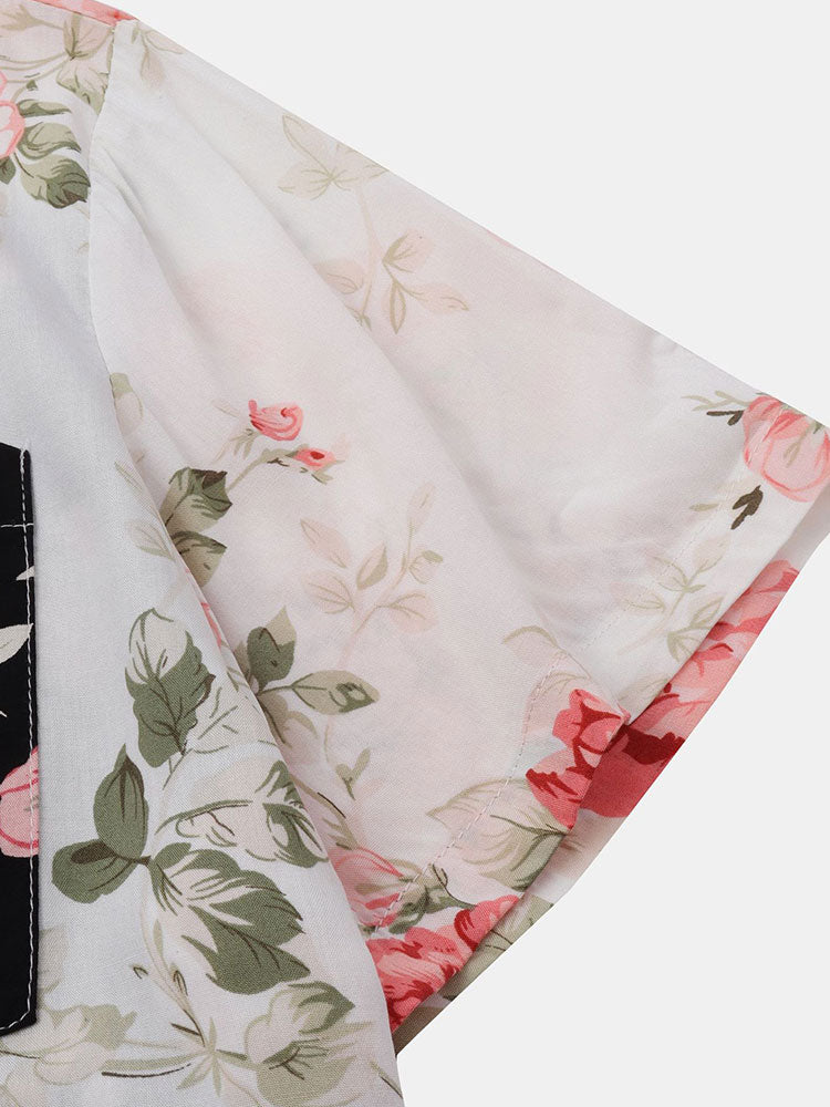 Two Tone Floral Print Shirt