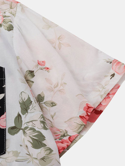 Two Tone Floral Print Shirt