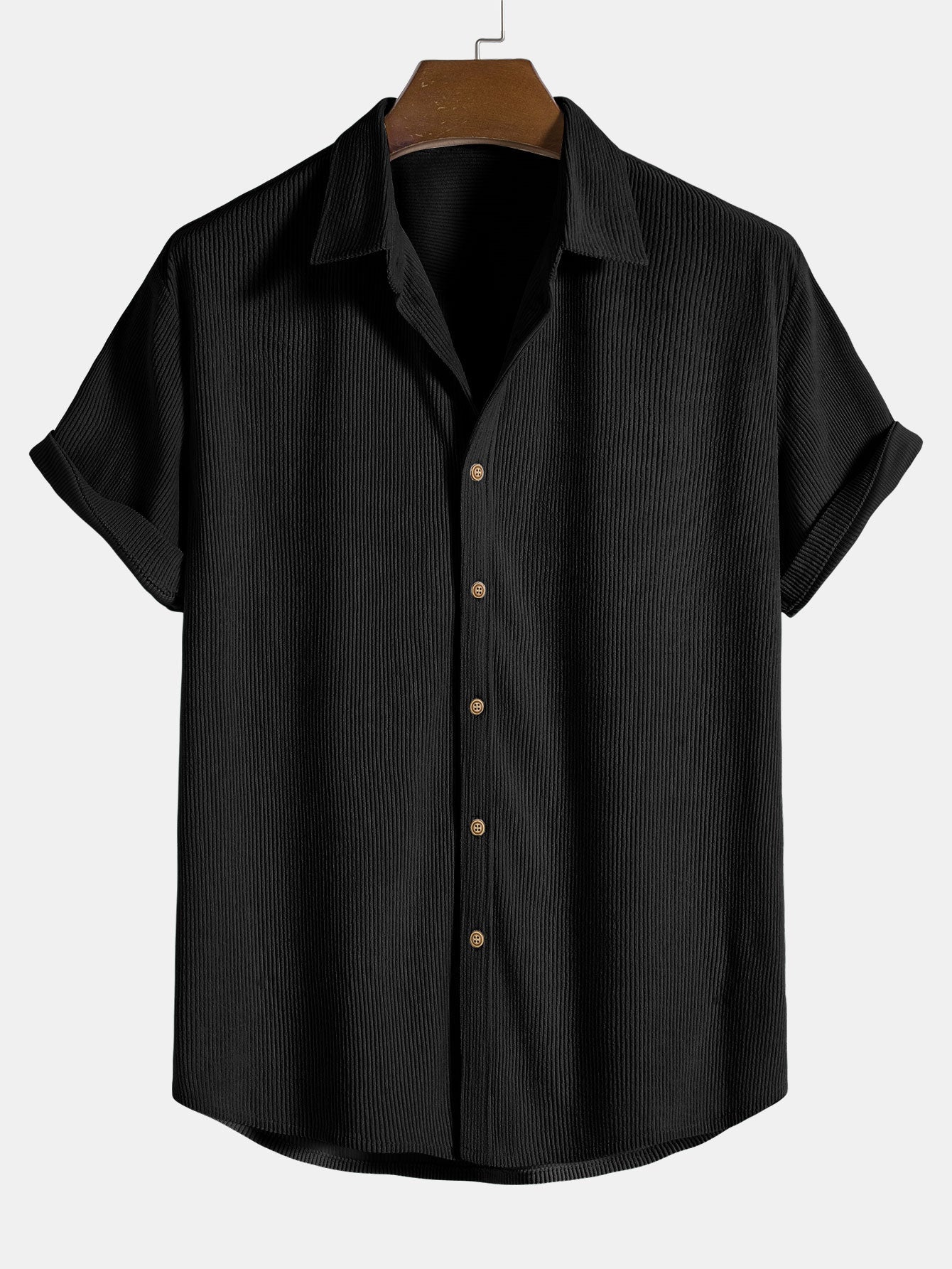 Short-Sleeved Corduroy Button Up Shirt &amp; Shorts