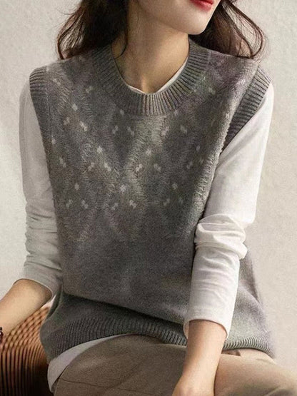 Pullover med stickad väst