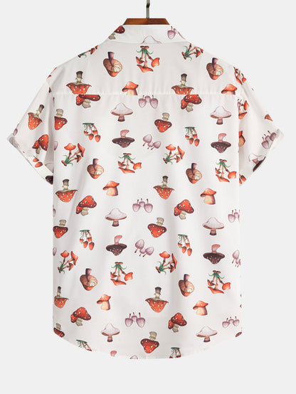 Mushroom Print Button Up Shirt
