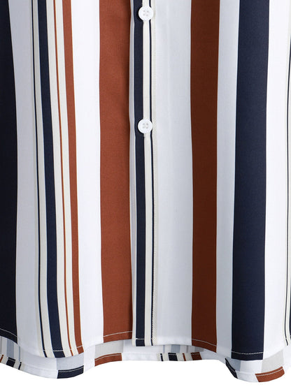 Colored Striped Print Shirt &amp; Swim Shorts