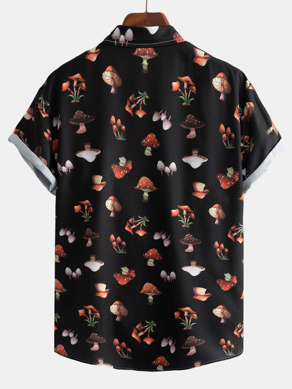 Mushroom Print Button Up Shirt