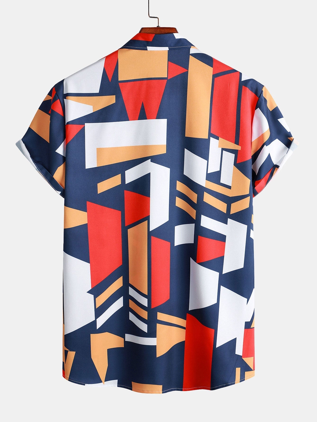 Geometry Print Button Up Shirt &amp; Swim Shorts