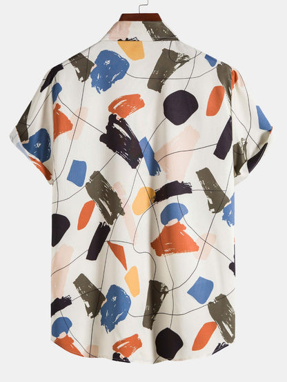 Hand Drawn Color Blocks Print Shirt
