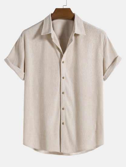 Short-Sleeved Corduroy Button Up Shirt &amp; Shorts