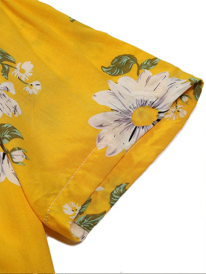 Sunflower Print Revere Shirt