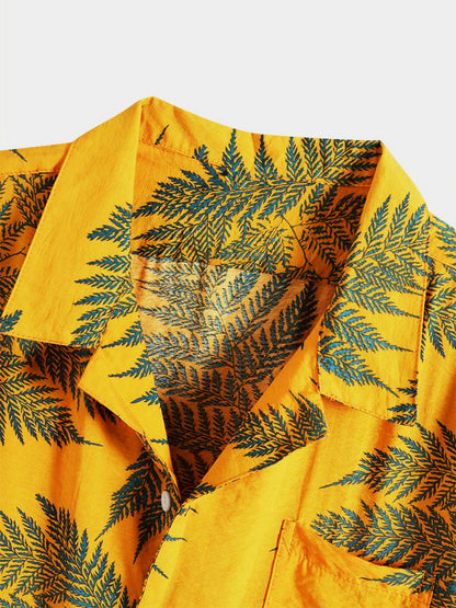 Tropical Plants Print Shirts &amp; Swim Shorts