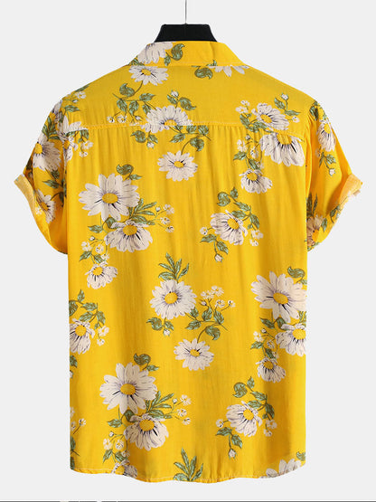Sunflower Print Revere Shirt