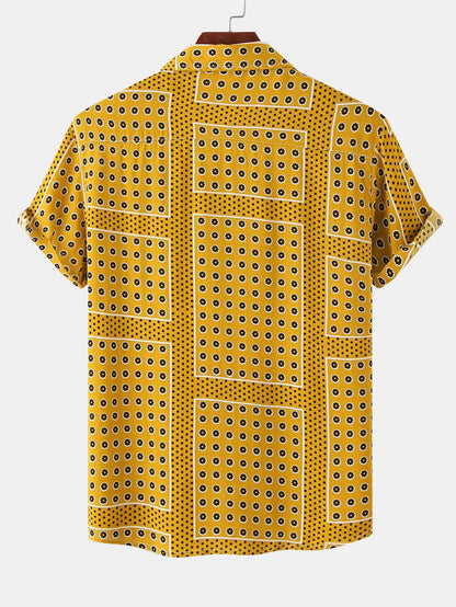 Polka Dot Floral Print Button Up Shirt