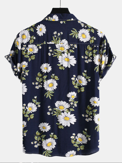 Sunflower Print Revere Shirt