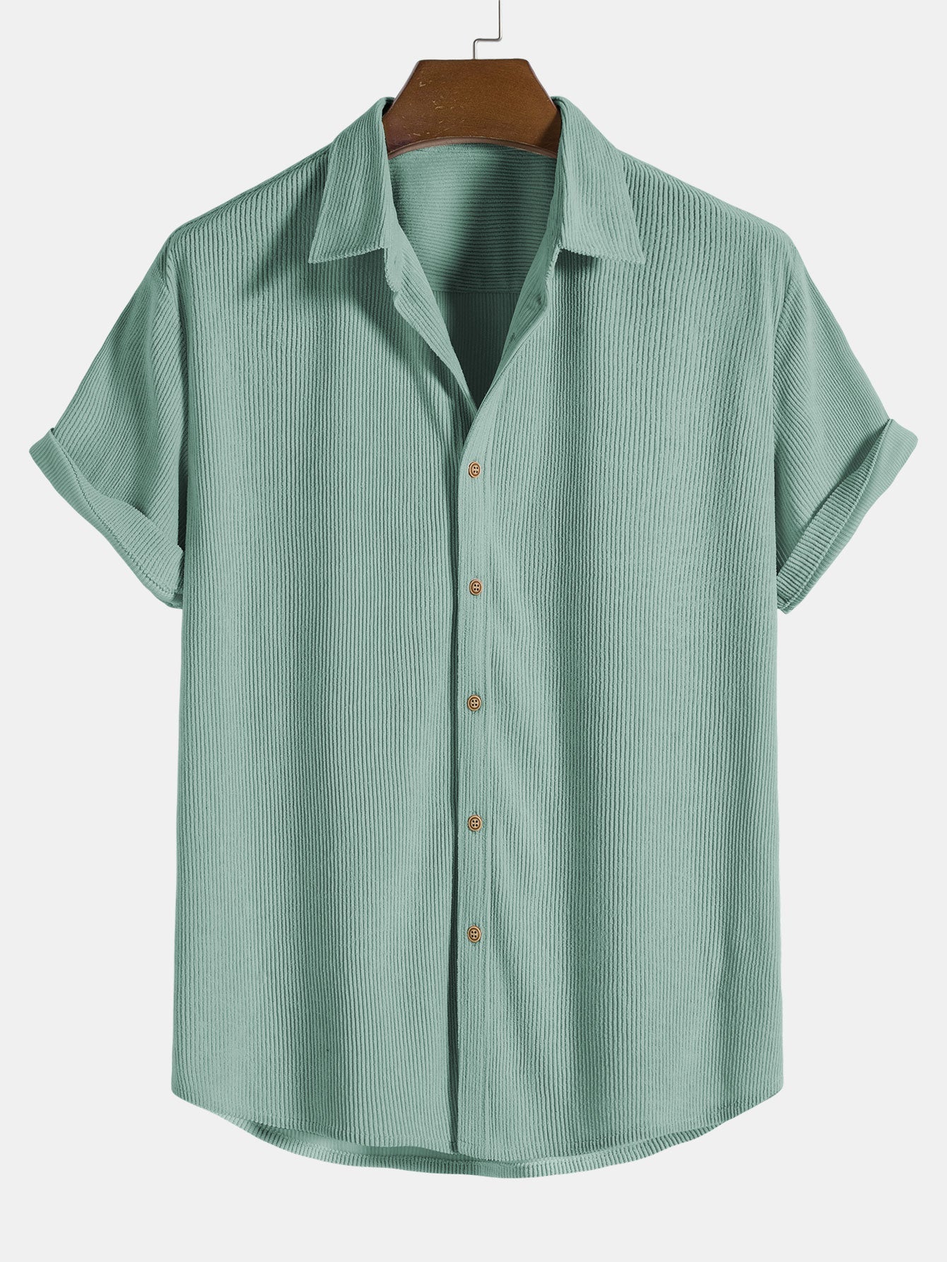 Short-Sleeved Corduroy Button Up Shirt &amp; Shorts