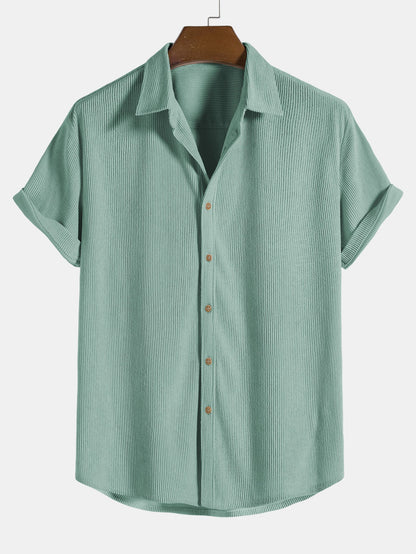 Short-Sleeved Corduroy Button Up Shirt &amp; Shorts