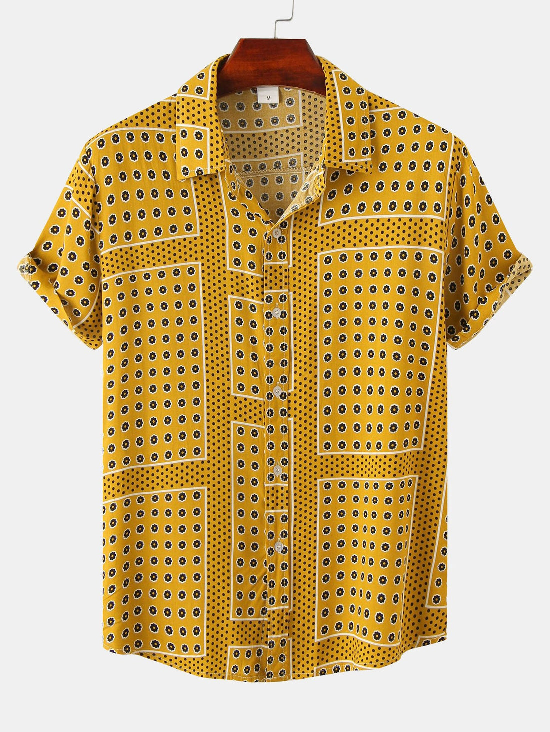 Polka Dot Floral Print Button Up Shirt