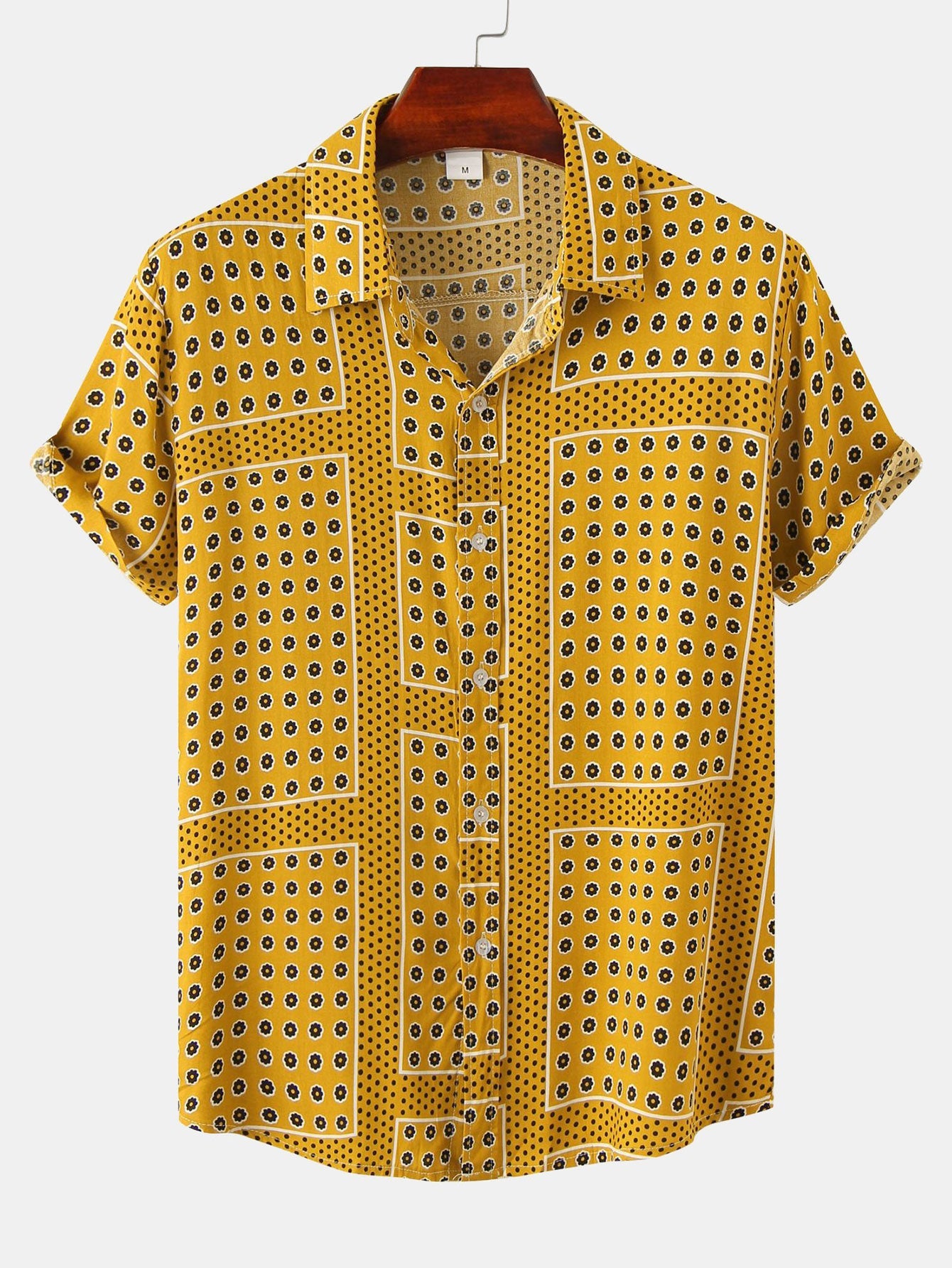 Polka Dot Floral Print Button Up Shirt