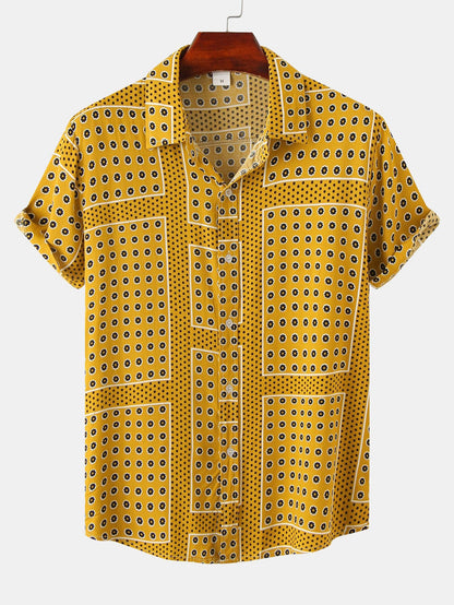 Polka Dot Floral Print Button Up Shirt