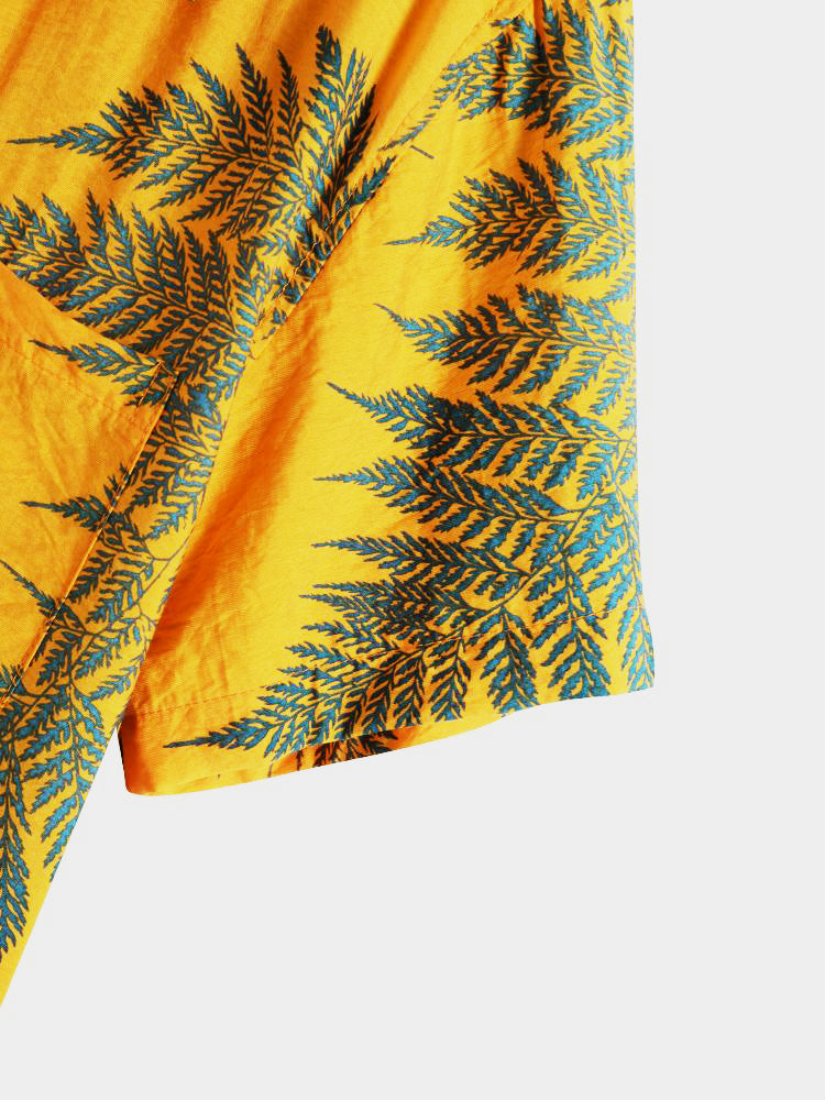 Tropical Plants Print Shirts &amp; Swim Shorts