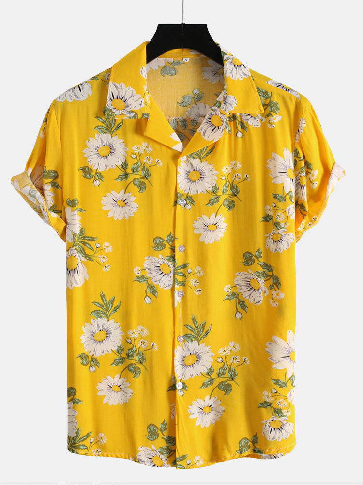 Sunflower Print Revere Shirt