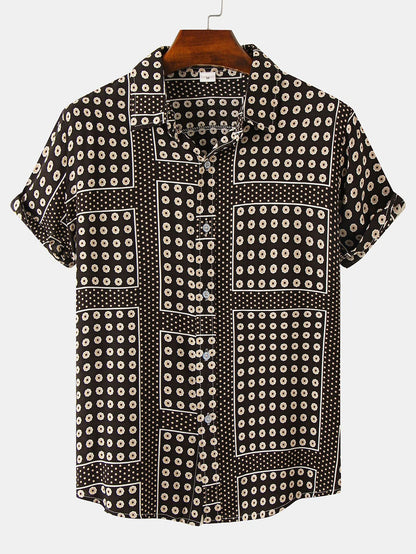 Polka Dot Floral Print Button Up Shirt