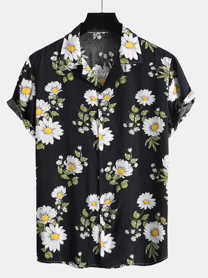 Sunflower Print Revere Shirt