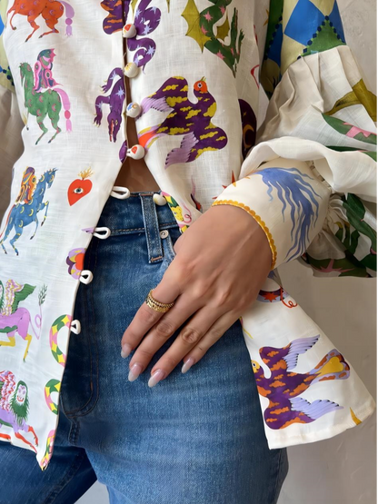Pop Art-tryck Skjortkrage Casual Blus