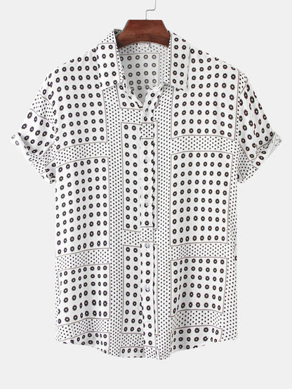 Polka Dot Floral Print Button Up Shirt
