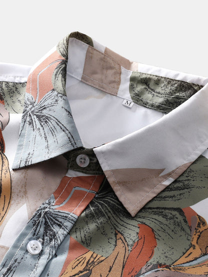 Tropical Print Button Up Shirt