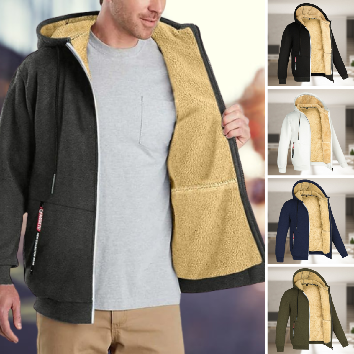 Sadi - Casual vinterjacka för herrar med huva och fleece